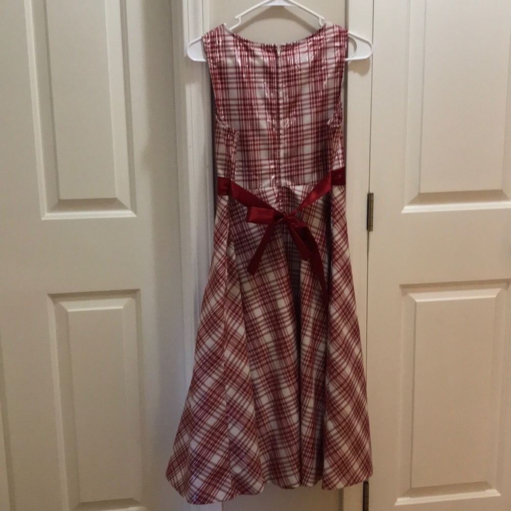 PreTeen Red plaid dress 16  fit flare Bonnie Jean like new Valentines Day - Picture 4 of 8